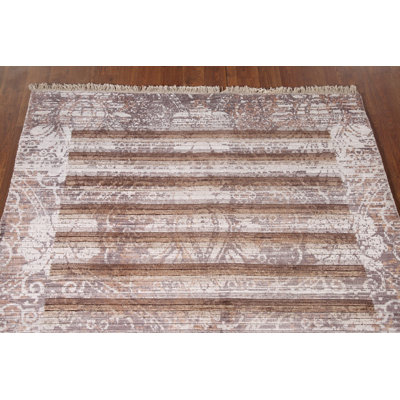 Tapis abstrait rayé à la main 4 x 6