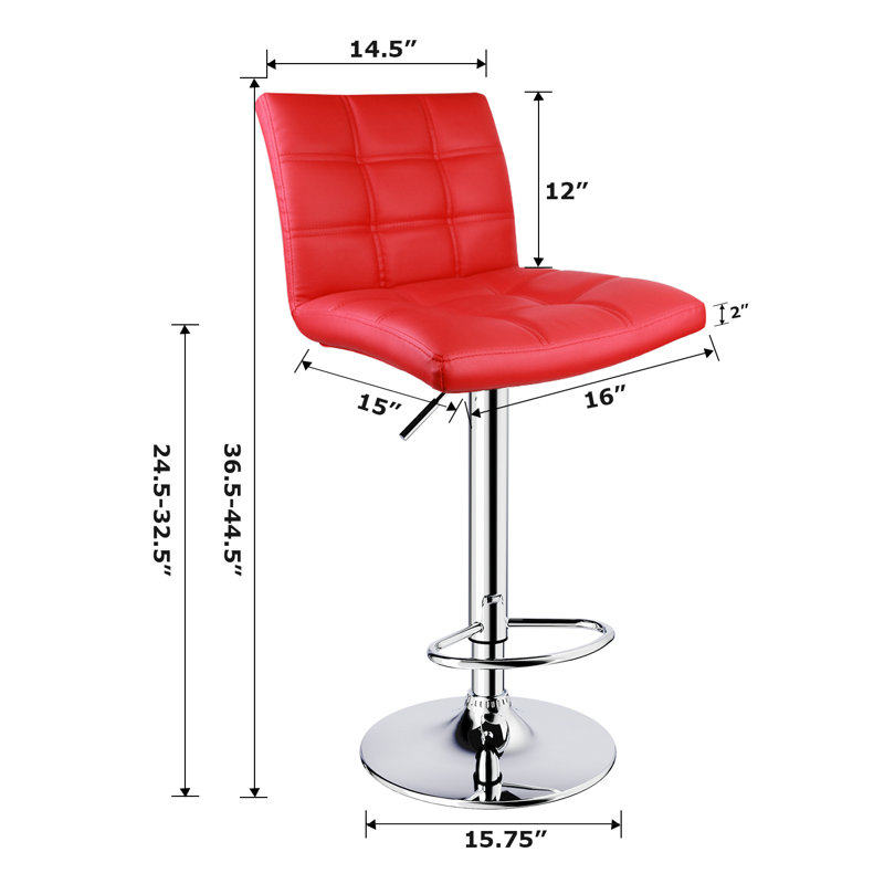 Tabouret de comptoir pivotant et réglable en hauteur 32,5 po Ludly, Rouge, 2