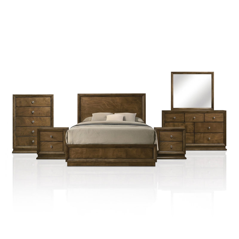 Hardeman 6-Piece Panel Bedroom Set, King, 6 Pcs: Bed, 2 Nightstands, Dresser, Mirror, Chest