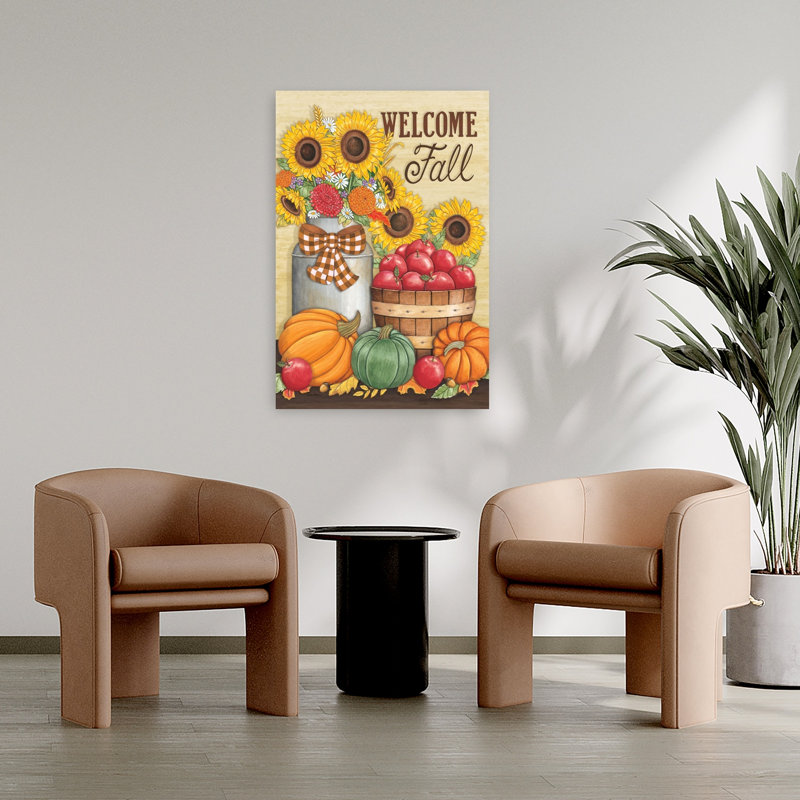 «Welcome Fall», art contemporain abstrait tournesol, H 36 po x l 24 po