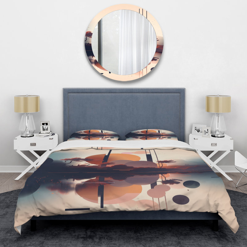 Ensemble de housse de couette en microfibre / polyester doux bleu et rose, Housse de couette pour grand lit et 2 taies décor