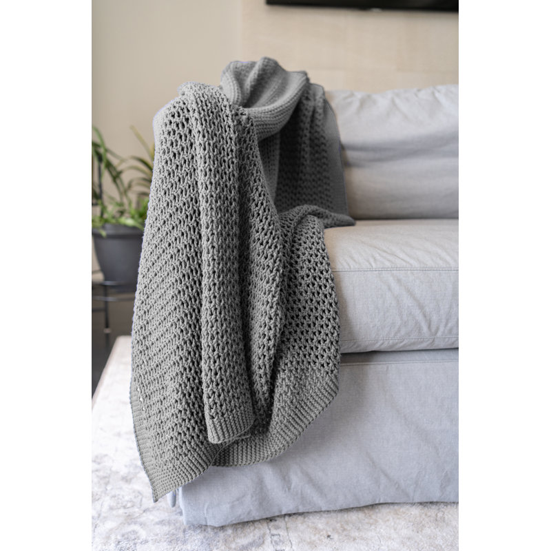 Jeté en coton Henriqueta, Gris clair