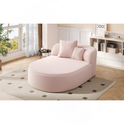 Canapé de style moderne avec méridienne 51,6 "avec deux coussins de soutien, rose