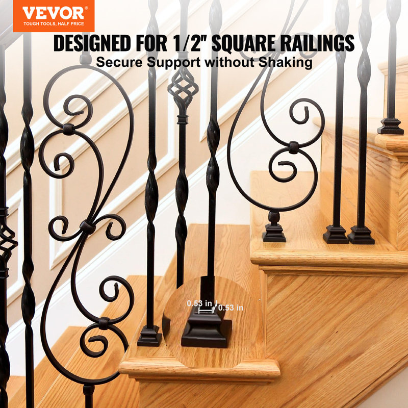 Satin Black Aluminum Alloy Staircase Baluster Shoes Set
