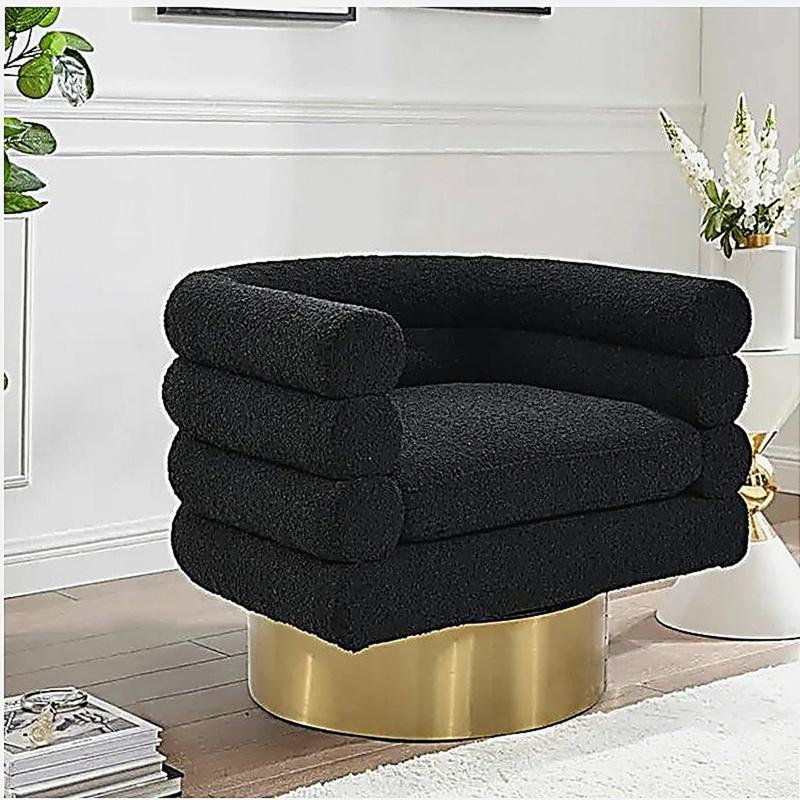Fauteuil d'appoint pivotant Modern Boucle, Black