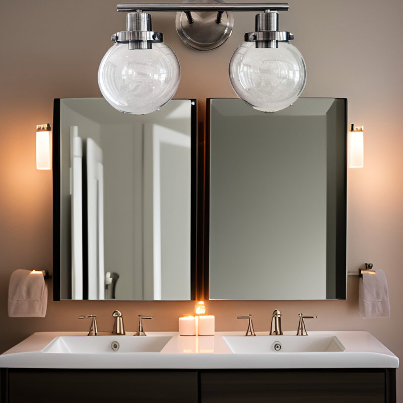 2- Black Wall Lamp With Clear Glass Shade, For Bathroom Fixtures Vanity , Sconce Versatile Bathroom, Living Room