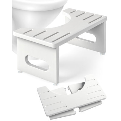 Foldable Toilet Stool, 7.5 Inches Bamboo Toilet Stool Squat For Adults, Collapsible Poop Stool For Bathroom, Potty Step Stool With Non-Slip Strip