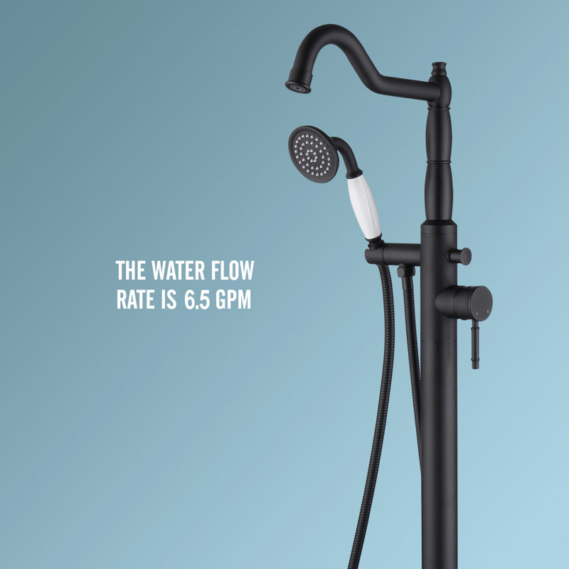 Cisy Floor Mounted Freestanding Tub Filler with Diverter and Handshower, Oil-Rubbed Bronze