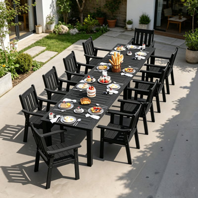 Ensembles de salle à manger imperméables toutes saisons pour l'extérieur - Ensembles de salle à manger d'extérieur modernes résistants à la rouille pour l'extérieur de la cour / jardin / piscine / porche / terrasse 2-table 10-chaises