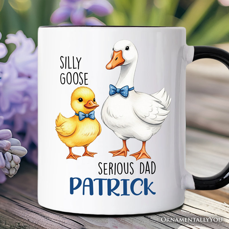Tasse à cravate «Silly Goose Serious Dad», cadeau du père mignon avec nom personnalisé