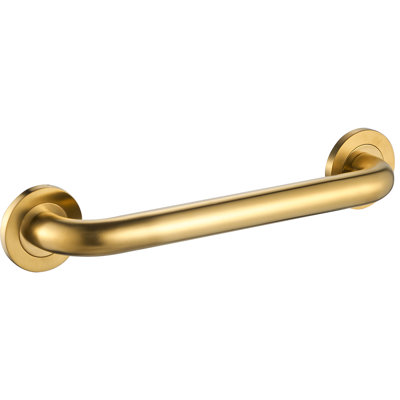 Round 12" ADA Compliant Brass Grab Bar - Brushed Gold