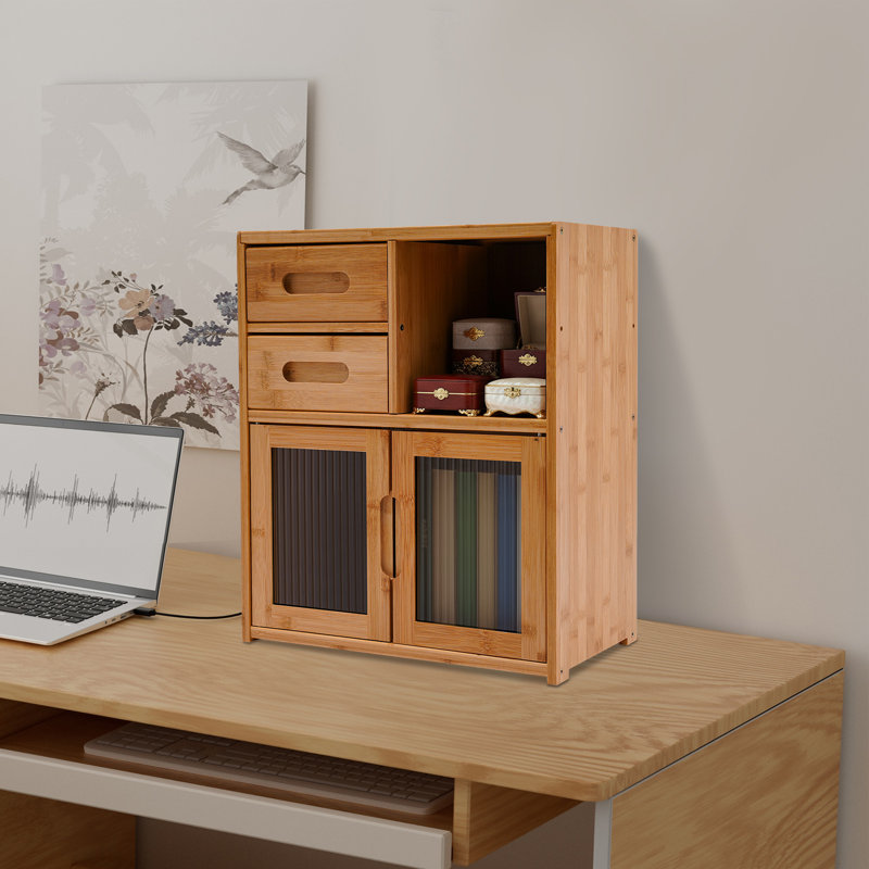 Armoire de rangement en bambou avec 2 tiroirs Brycie