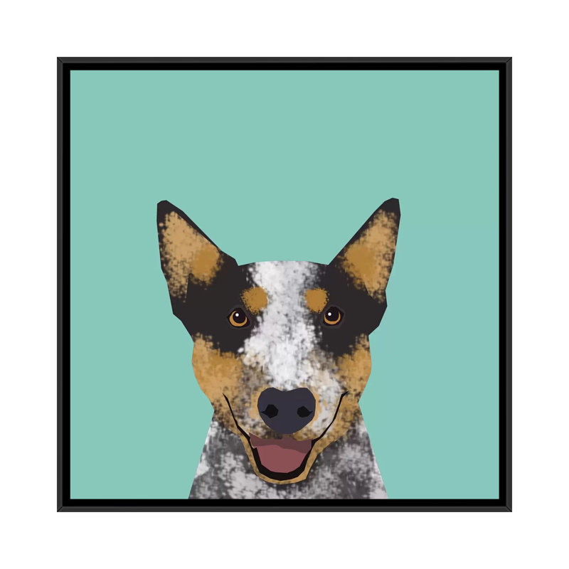 Bouvier australien, impression sur toile tendue, H 18 po x l 18 po x P 1,5 po, Toile avec cadre noir, Pas de tapis