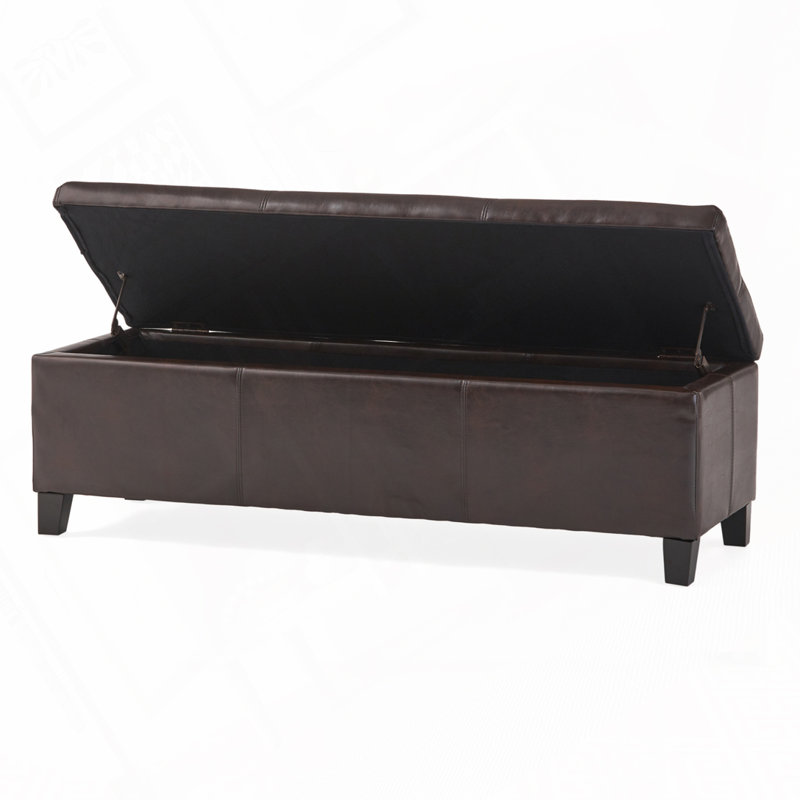 Banc de rangement/repose-pieds rembourré moderne Denali | Conception minimaliste avec rangement dissimulé et charnières à fermeture en douceur