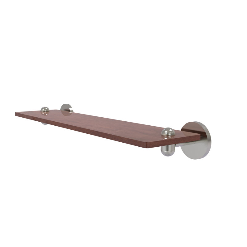 Tablette murale unie bois ironwood Itzhak, Nickel satiné, H 2,5 po x l 22 po x P 5 po