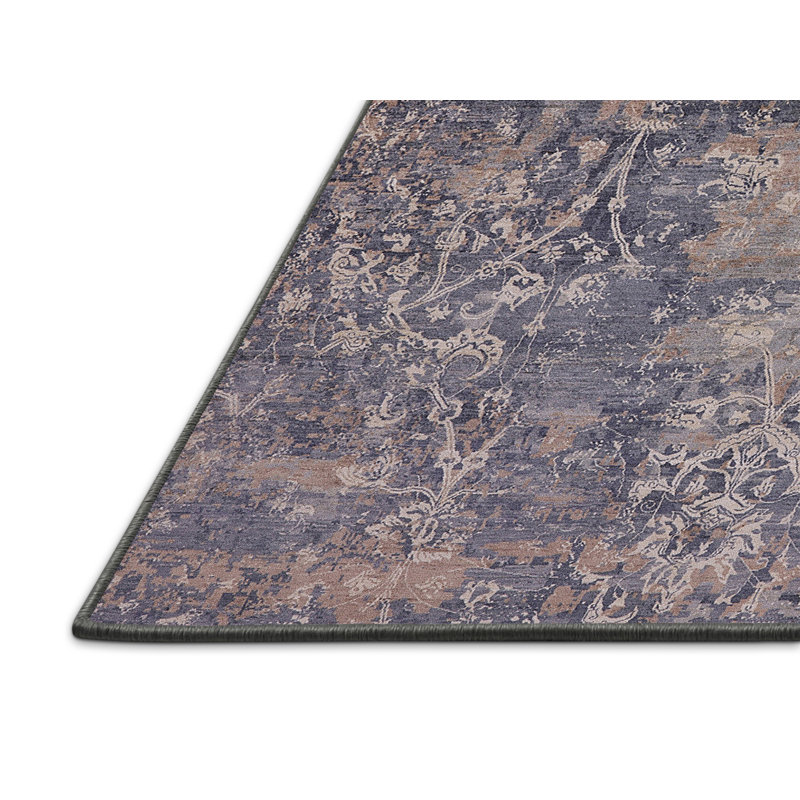 Tapis brun / gris à motif floral Graton, Rectangle 3 pi x 5 pi