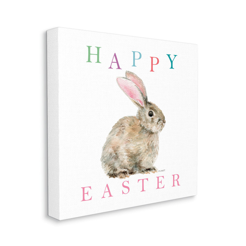 Joyeuse Pâques avec le lapin Woodland, Toile tendue, H 17 po x l 17 po