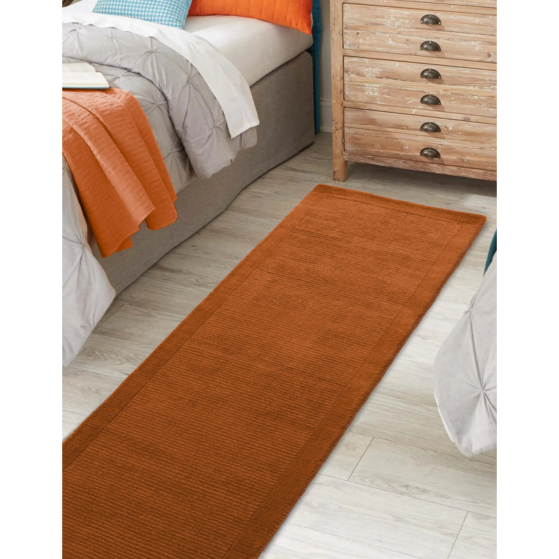Ned Hand Tufted Wool Terracotta Rug, Runner 68 x 240cm