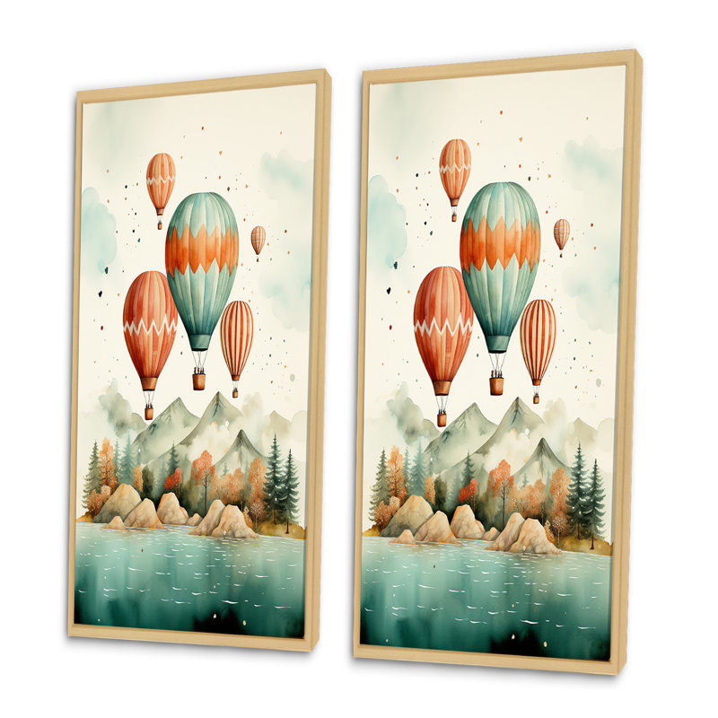 «Bouquet de fleurs en ballon» 2 pièces, H 40 po x l 40 po, Encadrement brun