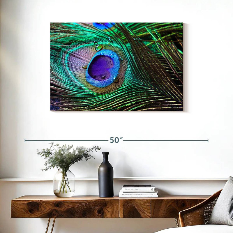 Brampt Blue Indian Peacock, 24" H x 36" W