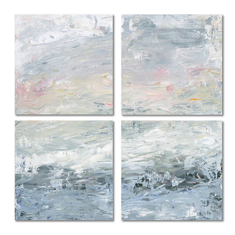 «Gray Abstract Watercolor II», ensemble de 4 reproductions d'art sur toile