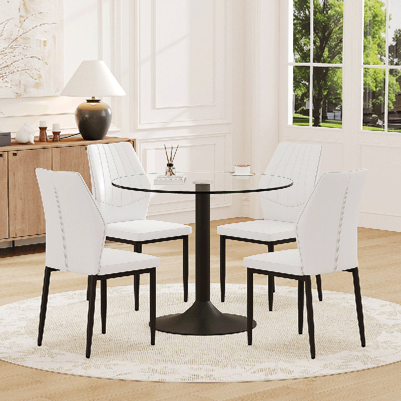 Ensemble de table de salle à manger 35 po, table de cuisine moderne et chaises pour petits espaces, Blanc