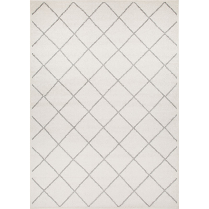 Tapis blanc cassé à motif géométrique Lindell, Rectangle 3 pi 3 po x 4 pi 11 po
