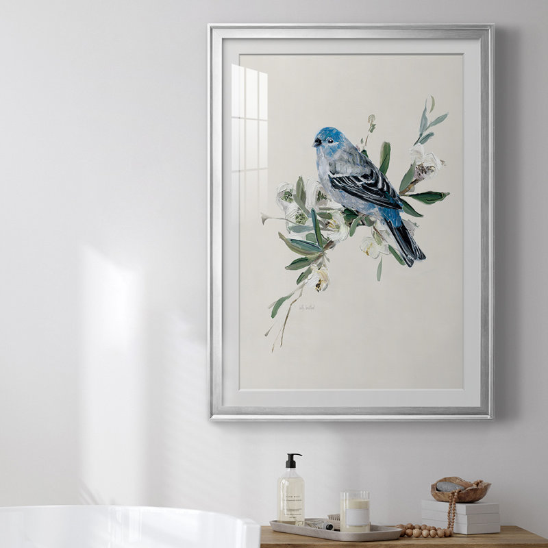 «Bluebird Happy II», reproduction encadrée de qualité supérieure - prête à être accrochée, Argent