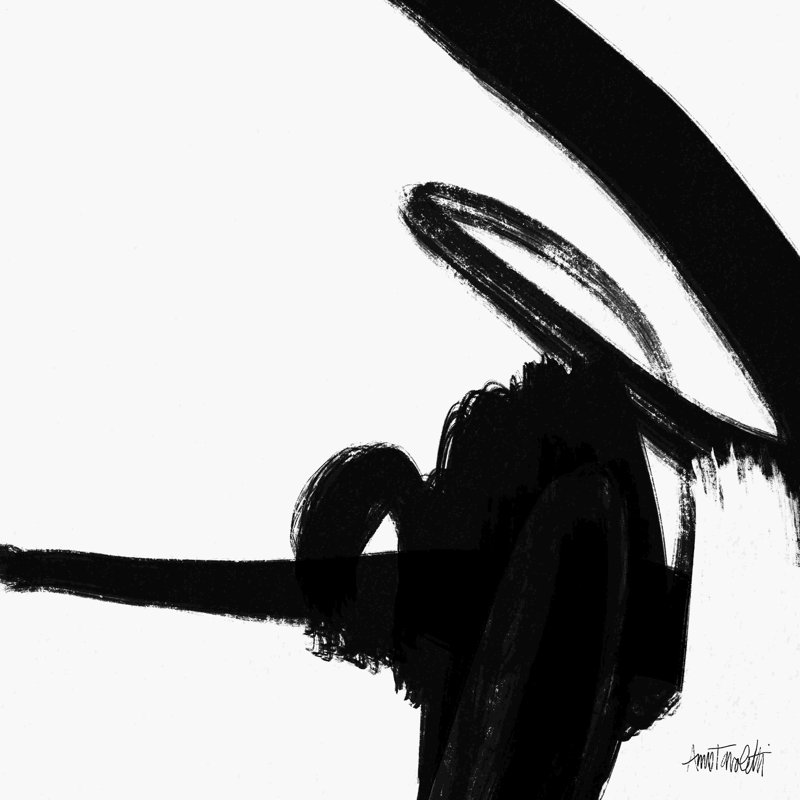 Noir et blanc abstrait II - impression, H 12 po x l 12 po, Non, Toile tendue