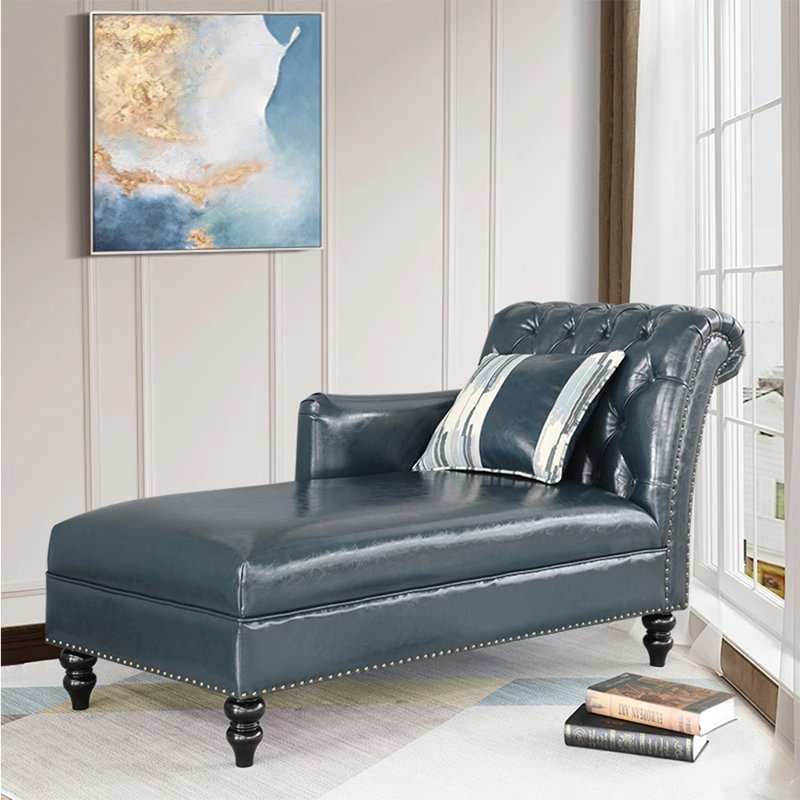 Chaise longue Degraaf, Bleu foncé, Retour à droite