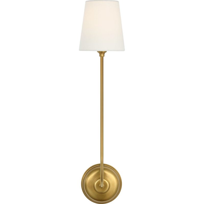 Vendome 26" Single Sconce with Linen Shade, Hand-Rubbed Antique Brass