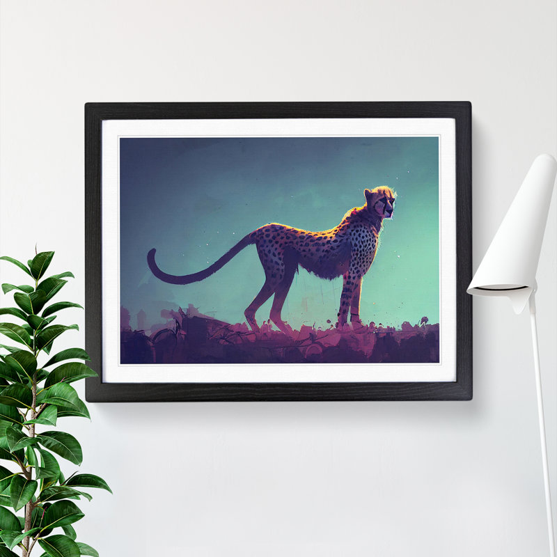 Cheetah - Single Picture Frame Painting, Black, 46cm H x 64cm W x 2cm D