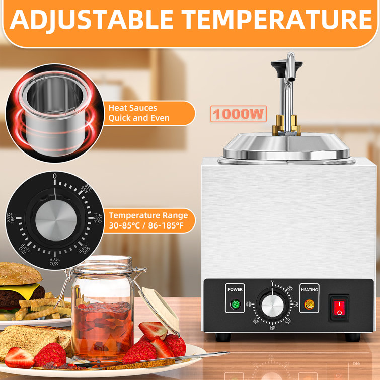 Loyalheartdy 2.5-Liter Electric Nacho Cheese Dispenser,Stainless 110 V Nacho Cheese Warmer with Heated Pump,Capacity Hot Fudge Warmer with Pump for Fudge, Cheese