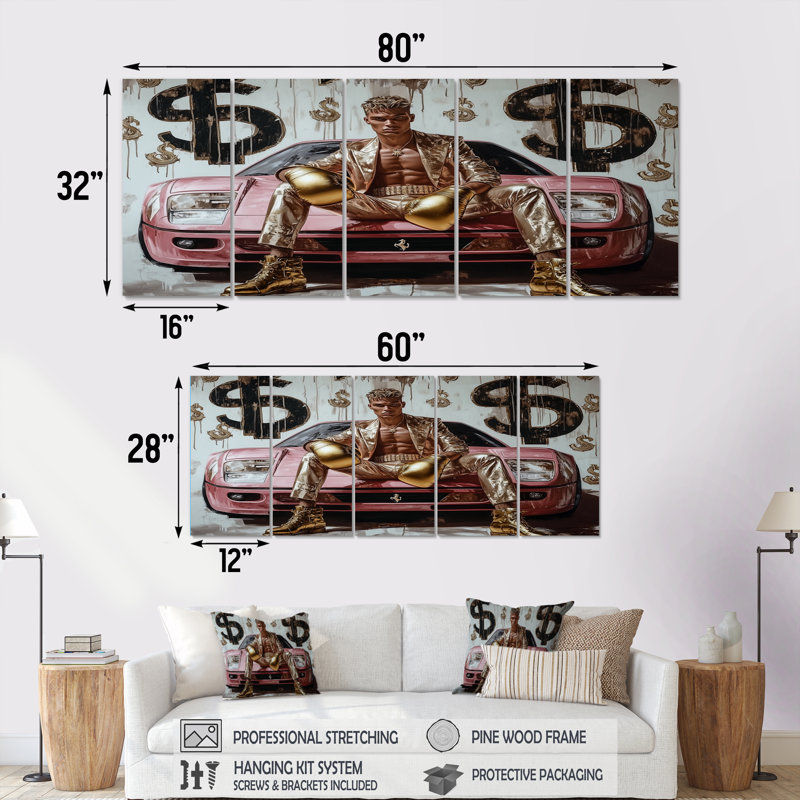 Ensemble d'art sur toile All Gold, H 28 po x l 60 po