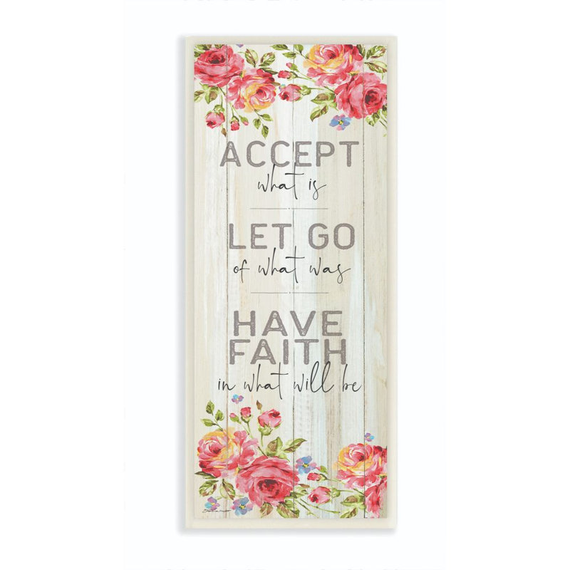 «Have Faith Traditional Inspirational Flower Design», impression sur toile, H 17 po x l 7 po x P 0,5 po, Plaque murale