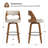 28.9" Mid-Century Upholstered Swivel Bar Stool with Curved Wooden Back and Footrest-661537083