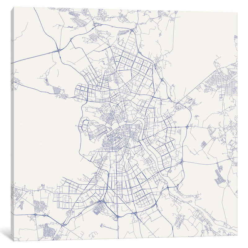 « st. petersbourg routes », impression sur toile tendue, H 18 po x l 18 po x P 1,5 po, Toile avec cadre noir, Pas de tapis