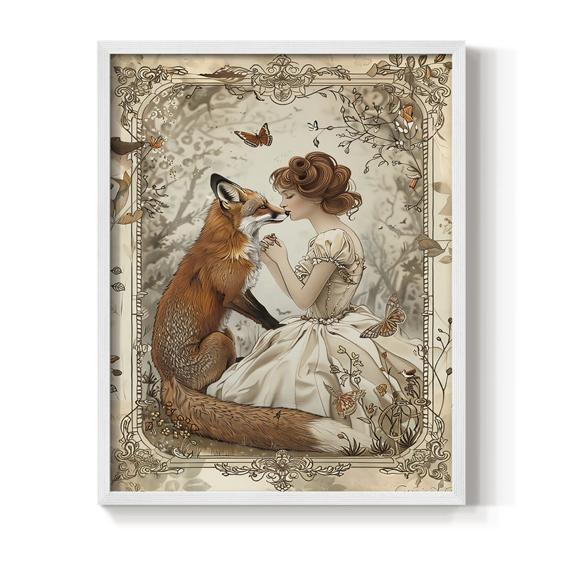 WOMEN Series CDIX Framed Print - Solid Wood, 30" H x 24" W, White