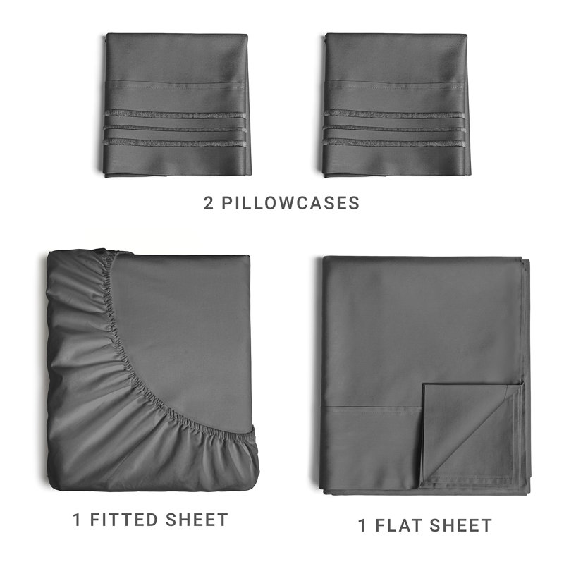 Full Size Charcoal Microfiber Deep Pocket Sheet Set