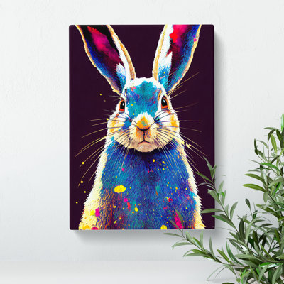 Painted Hare No.2 Abstract - Wrapped Canvas