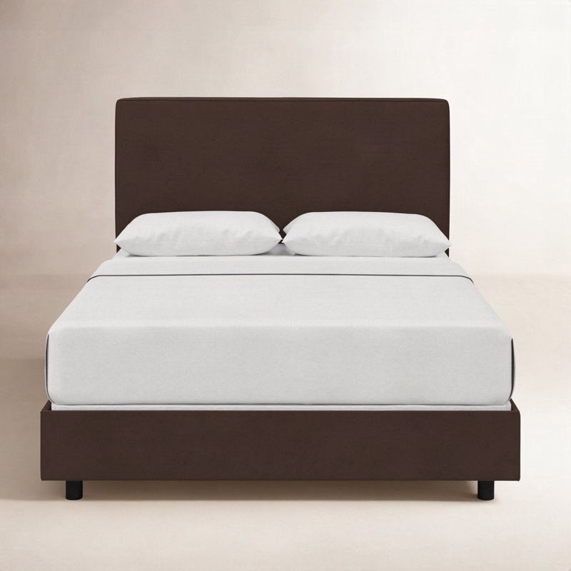 Lit tapissier standard en coton Marquise, Lit simple, Velours chocolat classique