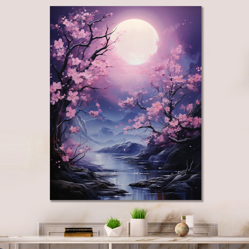 Lune fleur nocturne, Toile tendue, 32" H x 16" W