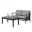Ensemble de patio extérieur en teck pour deux personnes avec coussins et table d'appoint Polett-67409225-67409231