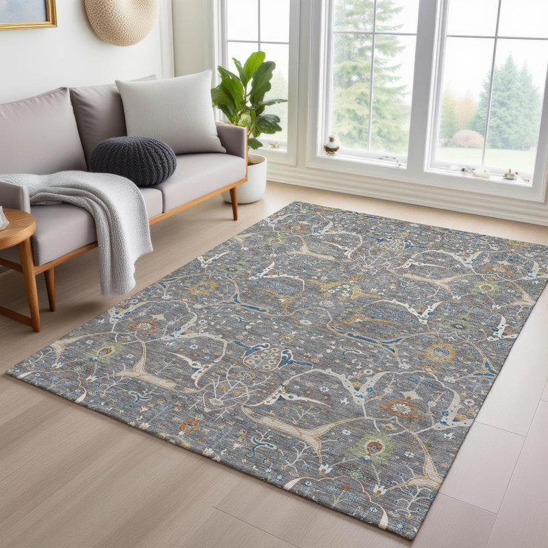 Machine Washable Indoor/Outdoor Brenden ACN2250 Global Rug, Rectangle 10' x 14'