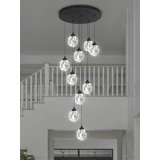 Nellee 120inches long lustre en cristal 10 lumières noir plafonnier à intensité variable 3000-6000k