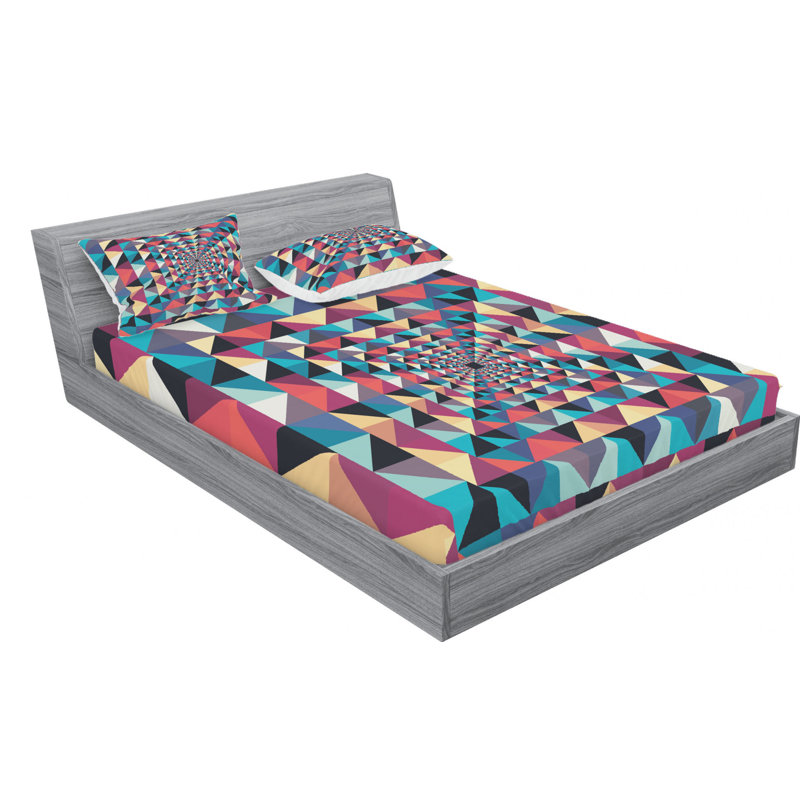 Microfiber Geometric Sheet Set, Full Sheet Set with Fitted Sheet