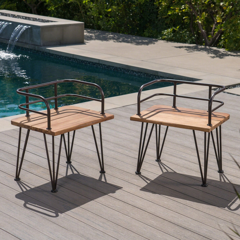 Chaise en bois et métal (ensemble de 2)