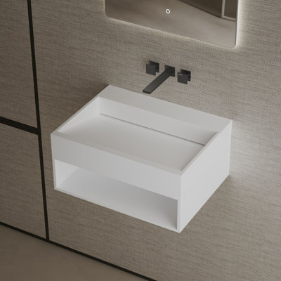 MonBlari 24" X 18" Rectangle Solid Surface Wall Mounted Sinks Matte White