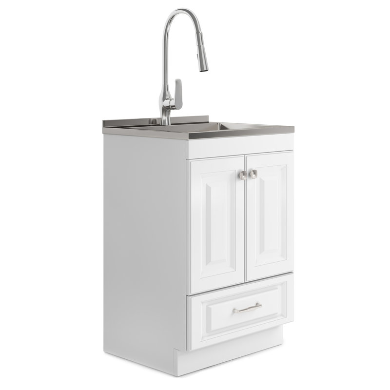 Armoire de buanderie avec robinet et évier en acier inoxydable, L 24 po