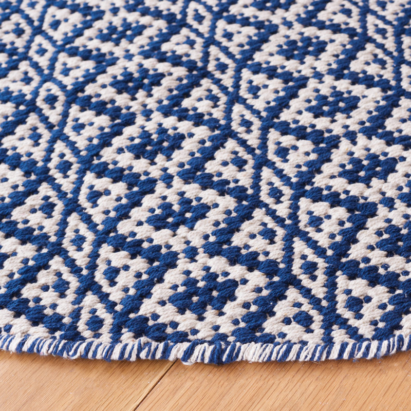 Masami Hand Woven Cotton Geometric Rug, Round 6'